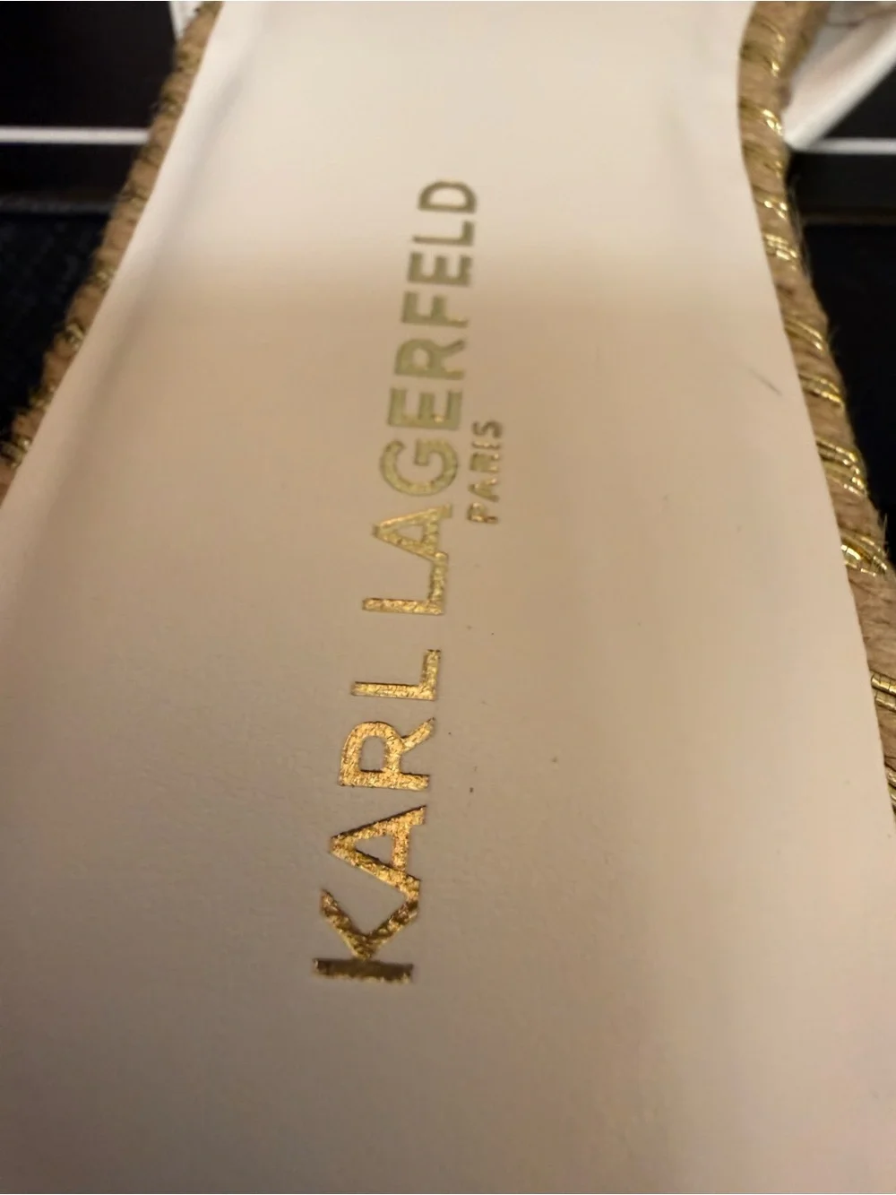 Karl Lagerfeld White Slide with Gold Logo Size 9  Price is Firm They are Cute 🥰